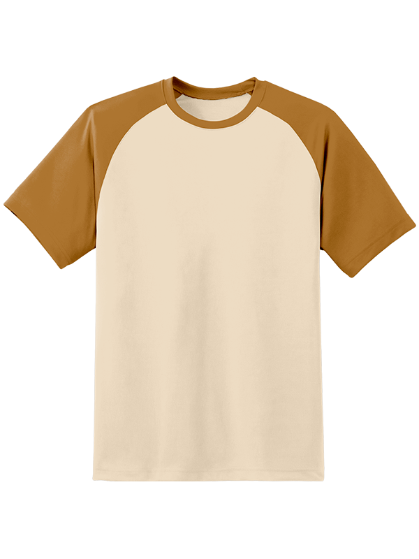 Женская оверсайз футболка реглан с горчичными рукавами и бежевым телом