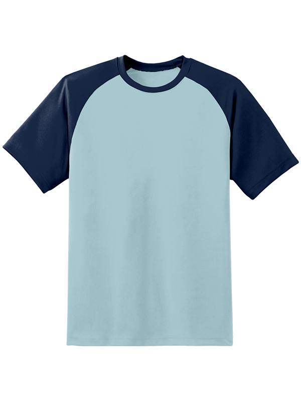 Женская оверсайз футболка реглан с тёмно-синими рукавами и серо-голубым телом