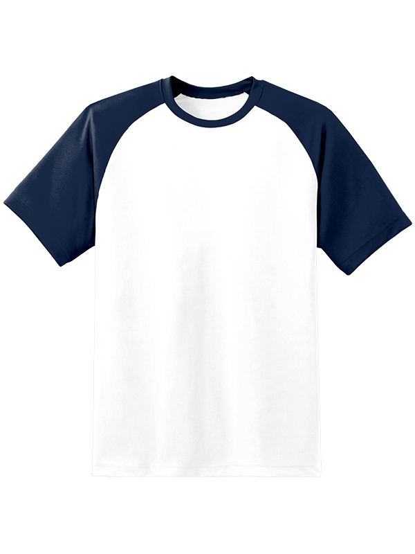 Женская оверсайз футболка реглан с тёмно-синими рукавами и белым телом