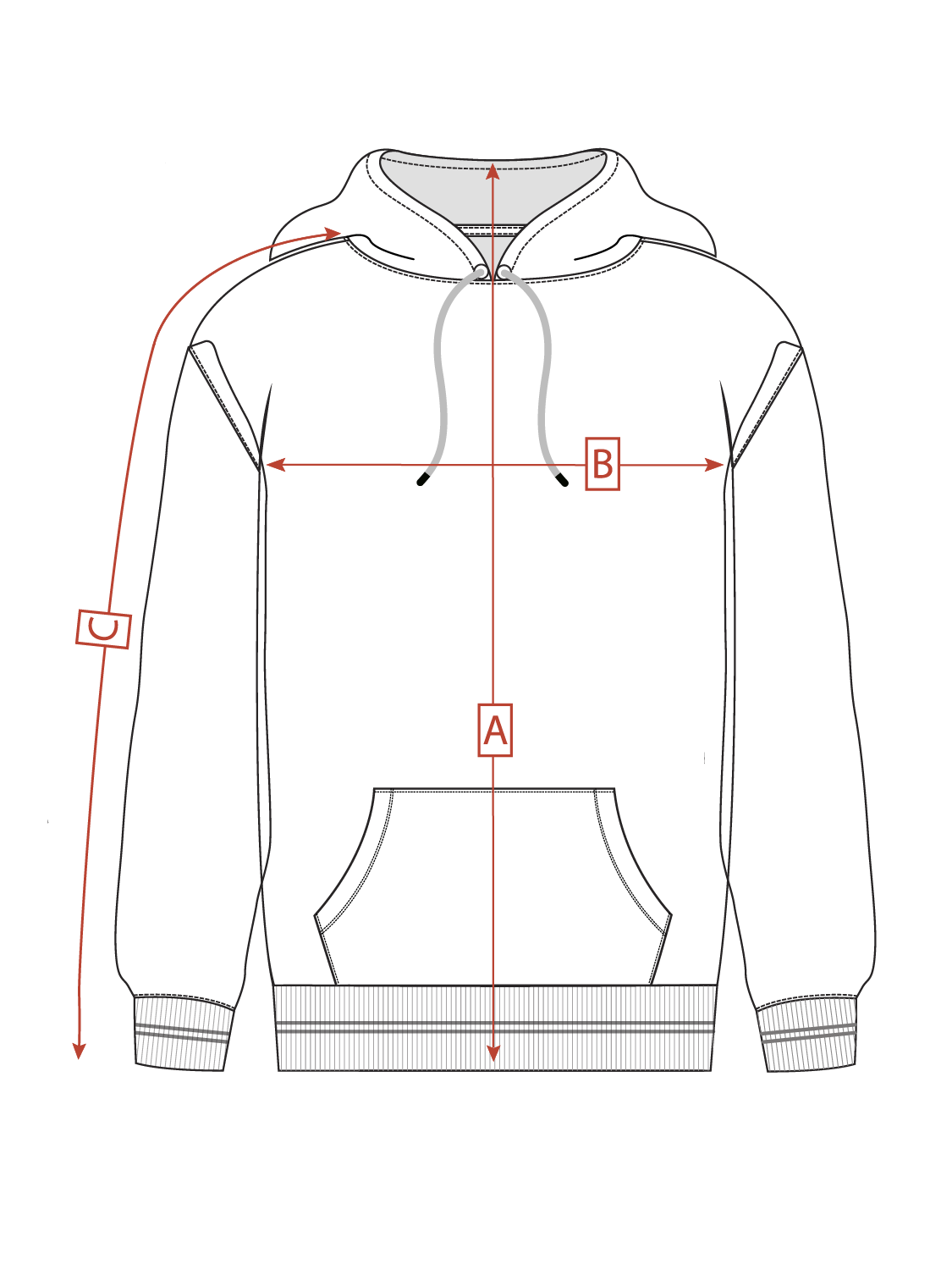 Размерная сетка худи унисекс