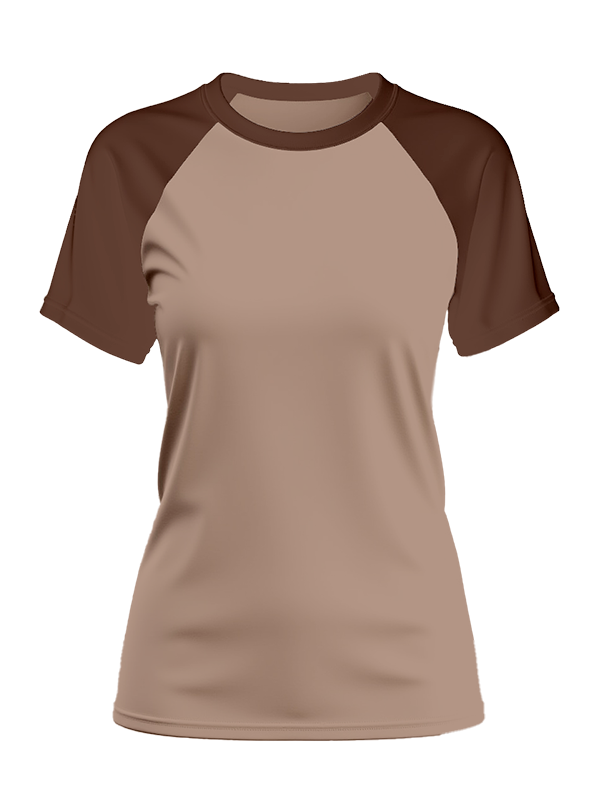Женская классическая футболка реглан с шоколадными рукавами и кофейным телом