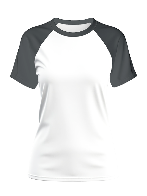 Женская классическая футболка реглан с графитовыми рукавами и белым телом